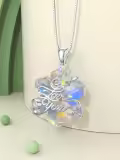 TOUPOP Sterling Silver Crystal Snowflake Love Letter Pendant Necklace-0-3