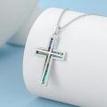 wholesale Sterling Silver Abalone Shell Cross Necklace Christian Gift for Women-0-3