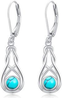wholesale 925 Sterling Silver Teardrop Turquoise Drop Earrings Gift for Her-Turquoise
