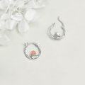 wholesale Silver Lotus Flower Hoop Earrings - 925 Sterling Silver Hypoallergenic Jewelry for Women-0-2