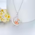 TOUPOP Sterling Silver Moonstone Origami Fox Pendant Necklace-0-2