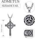 wholesale 925 Sterling Silver Celtic Cross Pendant on Rolo Chain - Irish Knot Design Protection Jewelry for Men (24) -0-1