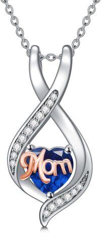 wholesale 925 Sterling Silver Birthstone Mom Necklace Mama Jewelry Gift for Women-09-September