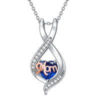 wholesale 925 Sterling Silver Mom Heart Pendant Necklace-09-September