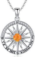 wholesale 925 Sterling Silver Orange Opal Compass Necklace I'd be lost without you Pendant Gift for Women-0-0