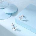 wholesale 925 Sterling Silver Blue Crystal Heart & Helm Stud Earrings - Minimalist Nautical Jewelry-0-2