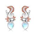 wholesale 925 Sterling Silver Axolotl Heart Stud Earrings with Opal Stone Birthstone Gift for Her-0-0