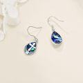 wholesale 925 Sterling Silver Abalone Shell & Opal Teardrop Cross Witch Knot Drop Earrings-0-2