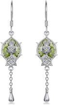 wholesale 925 Sterling Silver Green Moss Agate Scottish Thistle Drop Earrings with Celtic Knot and Teardrop Pendant-0-0