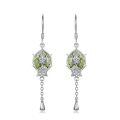 wholesale 925 Sterling Silver Green Moss Agate Scottish Thistle Drop Earrings with Celtic Knot and Teardrop Pendant-0-0