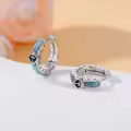TOUPOP Sterling Silver Turquoise Viking Celtic Cross Ankh Hoop Earrings-0-2