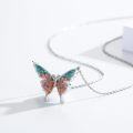wholesale 925 Sterling Silver Multi-Color Stone Butterfly Pendant Necklace - Elegant Charm  for Her-0-1