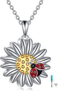 wholesale 925 Sterling Silver Daisy Ladybug Urn Pendant Necklace for Ashes - Women's Keepsake Memorial Jewelry-Daisy Ladybug