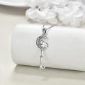 wholesale 925 Sterling Silver Key Pendant with Crystal Fox and Crescent Moon Design - Mother's Day Gift for Her-0-3