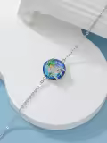 TOUPOP Sterling Silver Blue Crystal Sea Turtle Palm Tree Bracelet For Women-0-3