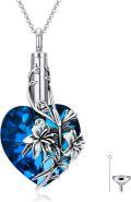 wholesale TOUPOP Lily Urn Necklace Heart Cremation Jewelry For Ashes 925 Sterling Silver Flower Pendant Necklaces With Crystal W/funnel Filler Memorial Keepsakes Jewelry Gifts For Women Girls -0-0