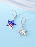 wholesale 925 Sterling Silver American Flag Star Drop Dangle Leverback Earrings for Women Girls USA Patriotic  4th July Independence Day Accessories-0-3