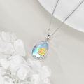 wholesale 925 Sterling Silver Blue Opal Sunflower Leaf Pendant Necklace-0-3