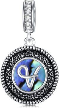 wholesale 925 Sterling Silver Abalone Shell Alphabet Charms A Z for Jewelry-V