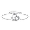 wholesale 925 Sterling Silver Heart-Shaped Giraffe Charm Bracelet with Cubic Zirconia Accents - Adjustable Length from 6 to 8 Inches-0-0