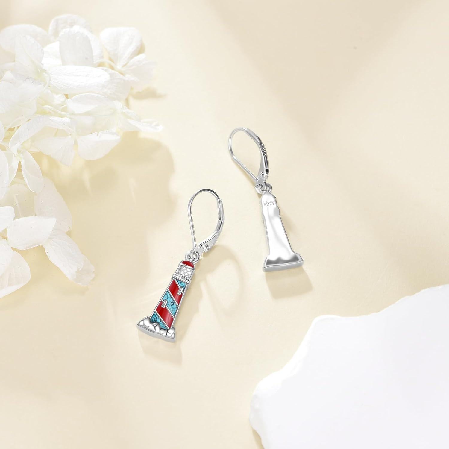 wholesale 925 Sterling Silver Lighthouse Earrings for Women Girls Ocean Theme Summer s-0-1
