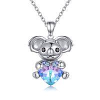 wholesale Sterling Silver Crystal Giraffe Elephant Koala Necklace Love Forever Gift-C-cute Koala-purple