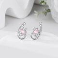 wholesale 925 Sterling Silver Pink Cat's Eye Lotus Flower Stud Earring-0-10