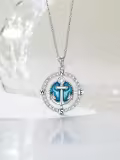 TOUPOP 925 Sterling Silver Anchor Compass Pendant Necklace-0-4