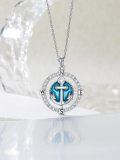 TOUPOP 925 Sterling Silver Anchor Compass Pendant Necklace-0-4