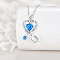 wholesale 925 Sterling Silver Birthstone Stethoscope Heart Necklace for Nurse-0-2