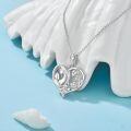 wholesale 925 Sterling Silver Mother and Child Floral Heart Pendant Necklace with Cubic Zirconia Stones for Mom/Wife-0-3