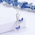 wholesale 925 Sterling Silver Blue Crystal Butterfly Pendant Necklace s for Her-0-1