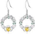 wholesale 925 Sterling Silver Birthstone Claddagh Celtic Knot Dangle Earrings for Women-0-0