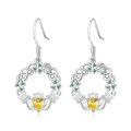 wholesale 925 Sterling Silver Birthstone Claddagh Celtic Knot Dangle Earrings for Women-0-0