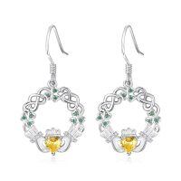 wholesale 925 Sterling Silver Birthstone Claddagh Celtic Knot Dangle Earrings for Women-Silver November