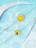 wholesale 925 Sterling Silver Bee & Sunflower Charm Bracelet for Women and Girls Gift-0-3