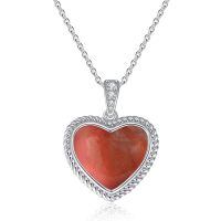 wholesale 925 Sterling Silver Gemstone Heart Necklace for Women Gift for Her Mom Wife-Ruby-Jul.