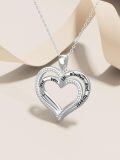 wholesale 925 Sterling Silver Lab-Grown Diamond Double Heart Pendant Necklace for Women-0-4