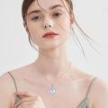 wholesale 925 Sterling Silver Heart Cat Shape Blue Opal Stone Pet Ashes Keepsake Cremation Jewelry Urn Necklace Memorial Pendant for Women and Men-0-1