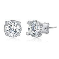 wholesale 925 Sterling Silver CZ Rope Design Round Stud Earrings for Men & Women-Stud