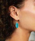 wholesale 925 Sterling Silver Genuine Turquoise Oval Drop Earrings with 925 Sterling Silver Gold Plating-0-2
