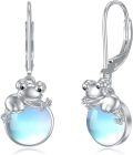 wholesale 925 Sterling Silver Frog with Blue Moonstone Drop Earrings Gifts for Her-0-0