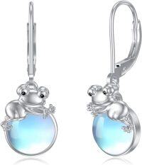 wholesale 925 Sterling Silver Frog with Blue Moonstone Drop Earrings Gifts for Her-Frog Moonstone