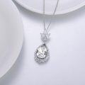 wholesale 14K White Gold Plated Sterling Silver Crushed Ice CZ Teardrop Pendant Necklace for Women-0-2