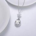 wholesale 14K White Gold Plated 925 Sterling Silver Crushed Ice CZ Teardrop Pendant Necklace for Women-0-2
