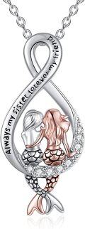 wholesale 925 Sterling Silver Mermaid Infinity Love Necklace for Women-0-0