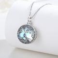 wholesale 925 Sterling Silver Blue Crystal Tree of Life Cremation Jewelry Urn Pendant Necklace-0-2