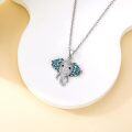 wholesale 925 Sterling Silver Blue Turquoise Crystal Elephant Pendant Necklace for Women Gifts-0-1