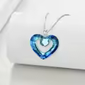 TOUPOP Sterling Silver Crystal Love Heart Necklace Women's Jewelry Gift-0-3