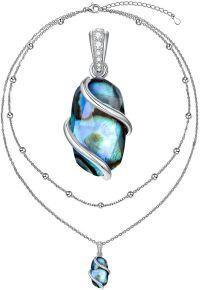 wholesale Sterling Silver Gemstone Dainty Pendant Necklace for Women Mom Gift-Layered-Abalone Shell